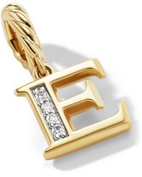 David Yurman - 18kt Yellow Gold Initial E Diamond Pendant - Lyst