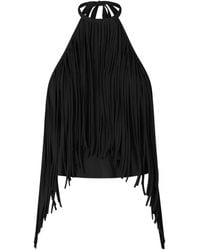 Pinko - Halterneck Top With Fringes - Lyst