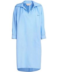 Marni - Logo-Embroidered Long-Sleeve Dress - Lyst