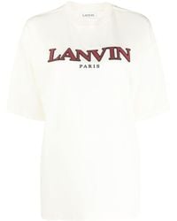 Lanvin - T-shirt en jersey mélangé à logo brodé - Lyst