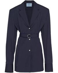 Prada - Cotton-Poplin Belted Blazer - Lyst