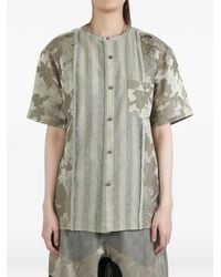 Commun's - Striped Floral Short-Sleeve Shirt - Lyst