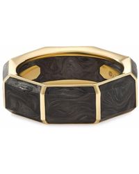 David Yurman - 18kt Gold 8mm Faceted Forged Carbon Band Ring - Lyst