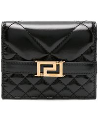 Versace - Greca-plaque Diamond-quilted Leather Wallet - Lyst