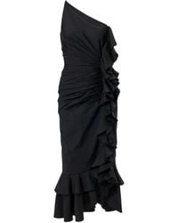 Carolina Herrera - Ruffled One-Shoulder Midi Dress - Lyst
