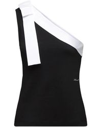 KARL LAGERFELD - One-Shoulder Bow Top - Lyst