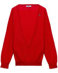 Prada - Pull En Cachemire À Col V - Lyst