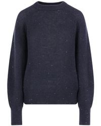 Brunello Cucinelli - Sequin-Embellished Ribbed-Knit Sweater - Lyst