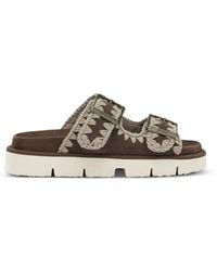 Mou - Crochet-Trim Buckle-Fastening Sandals - Lyst