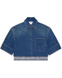 Givenchy - Cocoon Cropped Denim Blouse - Lyst