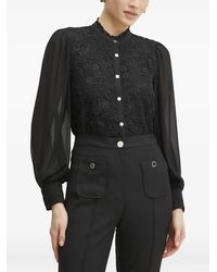 Morgan - Blouse À Empiècements En Dentelle Et Manches Ballon - Lyst