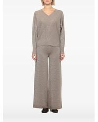 D.exterior - Chevron-Ribbed V-Neck Sweater - Lyst