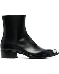 Alexander McQueen - Metal Toecap Ankle Boots Black - Lyst