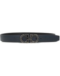 Ferragamo - Reversible Adjustable Semi-Matte Gancini Hook Belt - Lyst