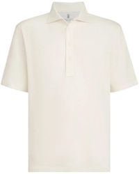 Brunello Cucinelli - Linen And Cotton Mélange Jersey Polo With Shirt-Style Collar - Lyst