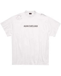 Balenciaga - Mirror Distressed Cotton T-shirt - Lyst