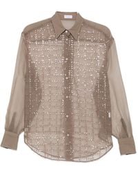 Brunello Cucinelli - Sequin-Embellished Semi-Sheer Shirt - Lyst