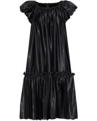 Noir Kei Ninomiya - Puff-Sleeve Pleated Satin Midi Dress - Lyst