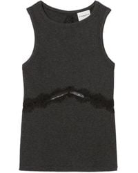 Claudie Pierlot - Lace-Insert Ribbed-Knit Top - Lyst