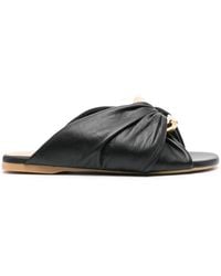 JW Anderson - Corner Leather Slides - Women's - Rubber/calf Hair/calf Leather - Lyst