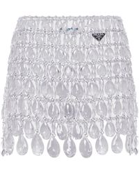 Prada - Crystal-embellished Fringed Miniskirt - Lyst