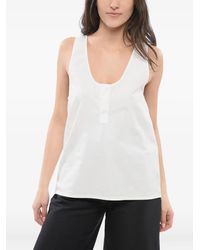 Saint Laurent - Top sin mangas con cuello henley - Lyst