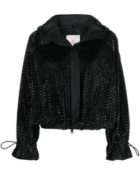 Moncler Logo Patch Knit Zipped Jacket in Black | Lyst