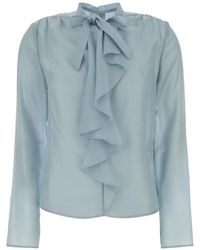 Jacob Cohen - Ruffled Tie Blouse - Lyst