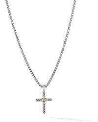 David Yurman - 14Kt And Sterling Petite X Cross Necklace (24Mm) - Lyst