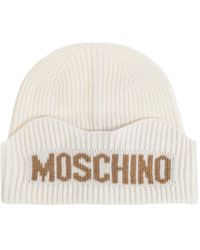 Moschino - Logo-Intarsia Ribbed-Knit Beanie Hat - Lyst