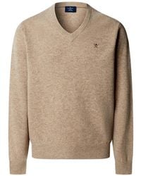 Hackett - V-Neck Lambswool Sweater - Lyst