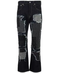 Junya Watanabe - Patchwork Frayed-Edge Jeans - Lyst