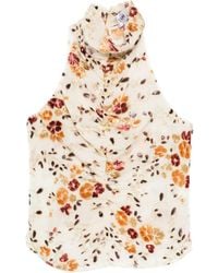 Botsi - Floral-Print Ruched-Design Blouse - Lyst