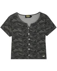 Mini Cream - Camouflage-Print Button-Up T-Shirt - Lyst