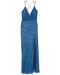 Hanita - Sequin-Embellished Side-Slit Maxi Dress - Lyst