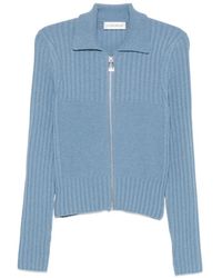 Victoria Beckham - Ribbed-Knit Zip-Up Cardigan - Lyst