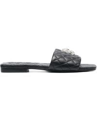 Philipp Plein - Crystal-Skull Matelassé Slides - Lyst