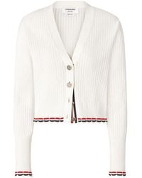 Thom Browne - Pointelle Rib Stitch Cardigan - Lyst