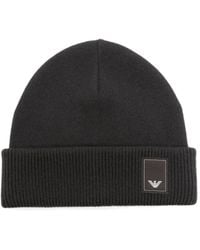 Emporio Armani - Berretto A Coste Con Placca Logo - Lyst
