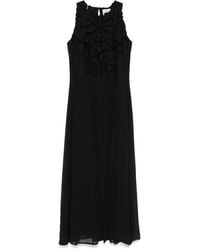 forte_forte - "En Fleur" Embroidery Popline And Georgette Dress Clothing - Lyst