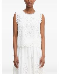 Morgan - Blusa Con Bordado Inglés Y Borde Festoneado - Lyst
