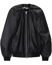 Alexander Wang - Gathered-Detail Leather Jacket - Lyst