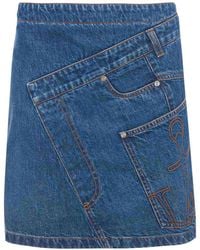JW Anderson - Twisted Mini Denim Skirt - Women's - Cotton - Lyst