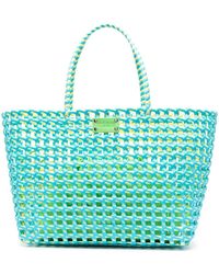 MSGM - Large Woven Logo-patch Tote Bag - Lyst