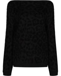 Valentino Garavani - Off-Shoulder Leopard Knit Jumper - Lyst