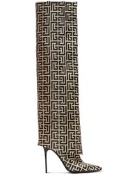 Balmain - Ariel Monogram Knee-High Boots - Lyst