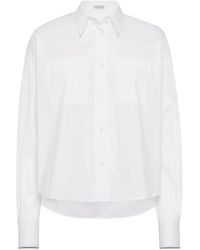 Brunello Cucinelli - Seidenhemd Mit Monili-Borte - Lyst