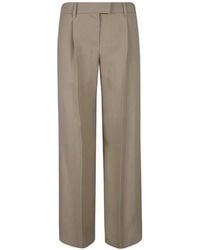 Brunello Cucinelli - Linen Fluid Twill Loose Pleated Trousers With Monili - Lyst