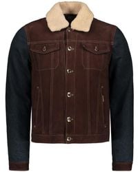 Moorer - Shearling-Collar Panelled Denim Jacket - Lyst