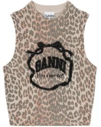 Ganni - Débardeur En Laine À Motif Graphique - Lyst